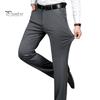 Men's Elastic Suit Pants Thin Straight Leg Trousers Wrinkle Resistant Non-Iron Business Trousers for Office Formal Wear Date