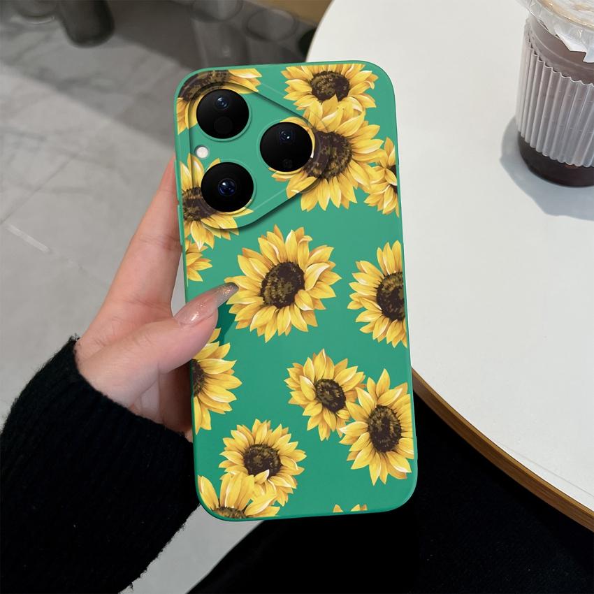 For Huawei Nova Y90 4E 5T Y70 Y72 6 7 8 9 SE Y61 Pura 80 Pro Soft Silicone Phone Covers Beautiful Sunflower Patterns Anti Slip Shell For Huawei Casing