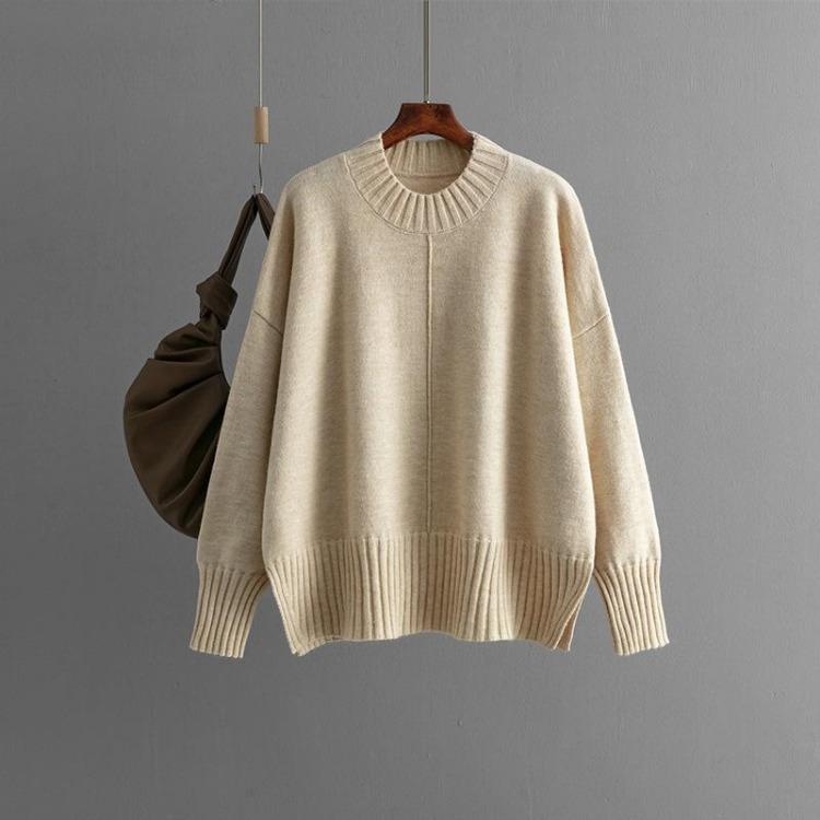Knit Sweater Diamond Women Long Sleeve Casual O Neck Autumn Winter