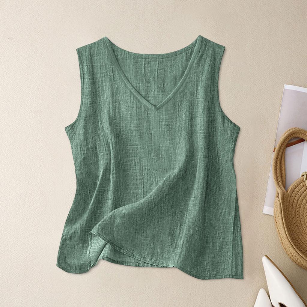 Sleeveless V Neck Tank Top for Women Lightweight Casual Loose Fit Summer Blouse Soft Breathable Fabric