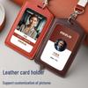 Personalisierter Ausweishalter aus echtem Leder mit Lanyard