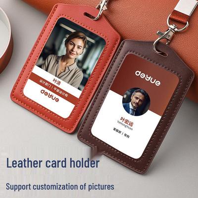 Porta Badge Identificativo in Vera Pelle Personalizzato con Cordino