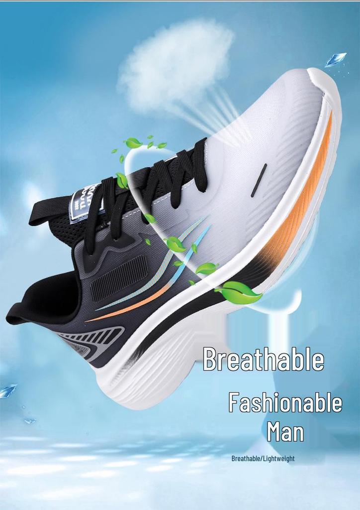 Men's Lightweight Non-slip Mesh Running Shoes - Breathable, Soft Sole, Shock Absorption, Summer/Autumn Sport Casual Footwear