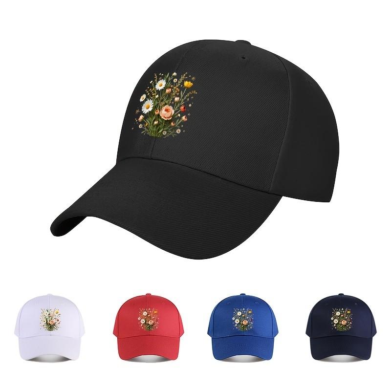 Wildflower Bouquet Print Baseball Cap Adjustable Summer Outdoor Casual Sun Protection Hat