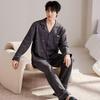 Men's Plus Size Cotton Pajamas - Long Sleeve, All-Season, Lightweight Set for Spring and Autumn