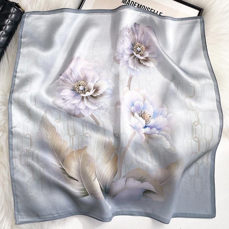 100% Pure Silk Scarf Women Neck Hair Foulard Luxury High Quality Bandana Square Headband Hijab Poncho Scarves Pashmina Echarpes