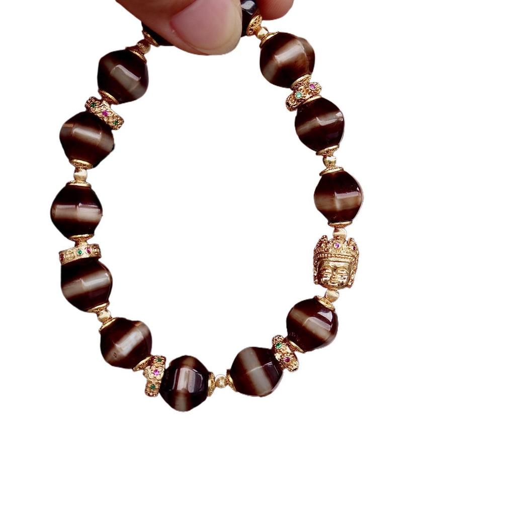 Versatile Multi-Treasure Dzi Bead Bracelet with Tiger Tooth & Agate