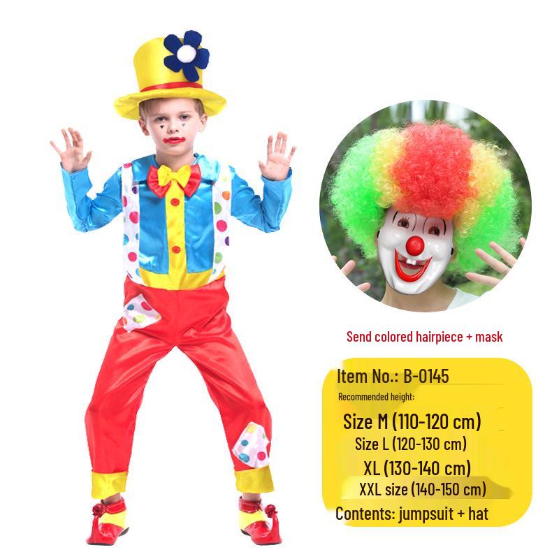 Kids' Clown & Magician Costume Set for Boys & Girls - Perfect for Masquerades, National Day, Christmas & New Year Performances.