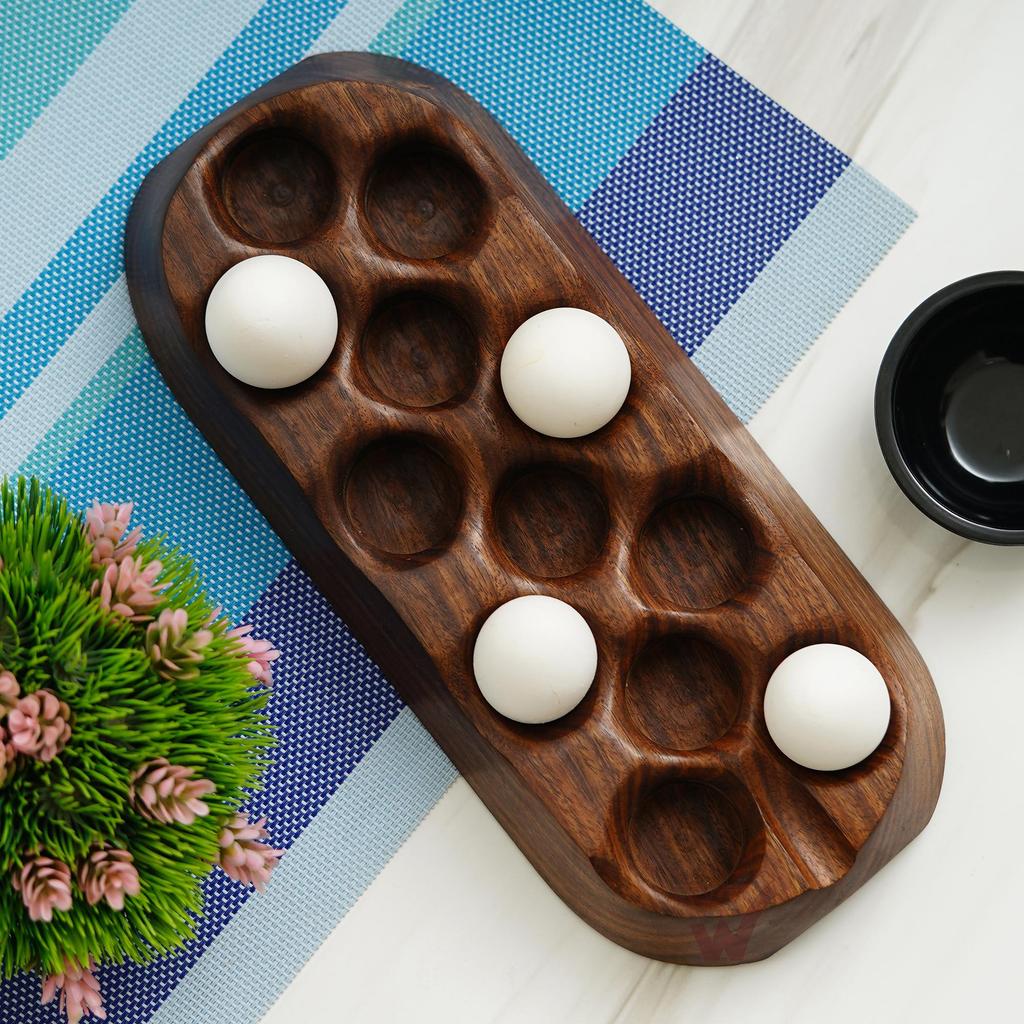 Bandeja de Ovos Ergonômica Feita à Mão Personalizada de Jacarandá Indiano Wrightwood - 12 Ovos