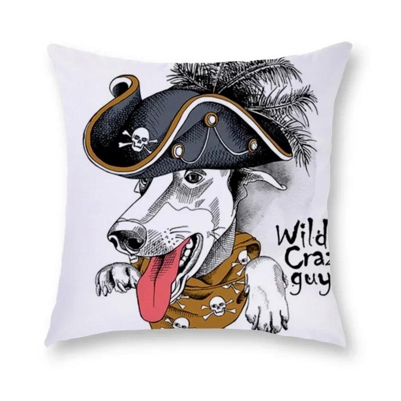 Cartoon Dog Cushion Cover Digital Print Pillowcase Decorative Car Living Room Sofa 45*45Cm