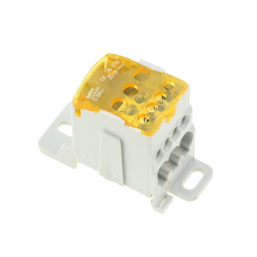 1PC UKK80A Terminal Block 1 In Many Out Din Rail Distribution Box Universal Electric Wire Connector