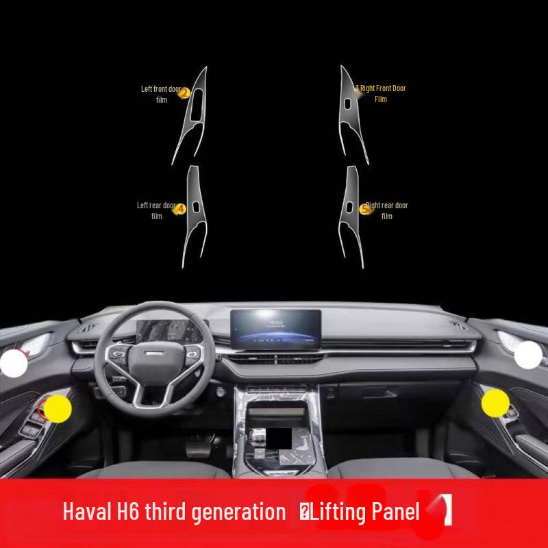 Third Gen Haval H6 Interior Protective Film: Gear Shift, Center Console, Screen, Dashboard.