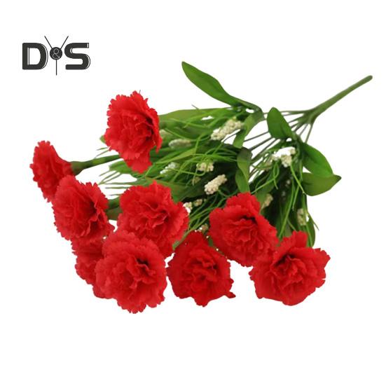 

Штучна квітка гвоздики зі стеблом 10 головок Стіл для домашнього офісу Центральна частина весільної штучної квіткової гілки Прикраса квіткової композиції червоний