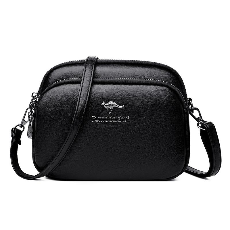 

Сумка через плечо на одно плечо - Простая и повседневная женская сумка большой вместимости с тремя отделениями чёрный