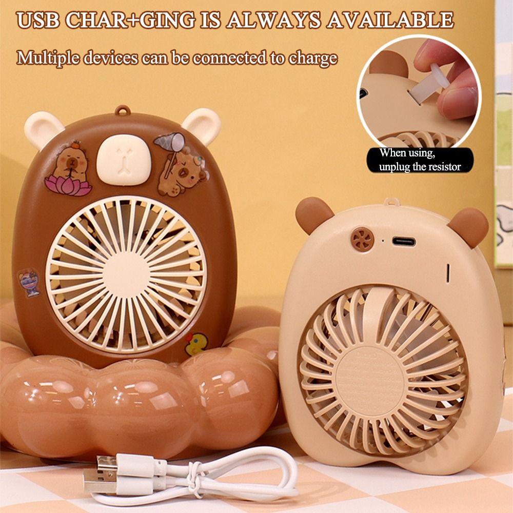 Solid Color Cute Capybara Fan Creative USB Mini Fan Simple Cartoon Handheld Fan  Camping