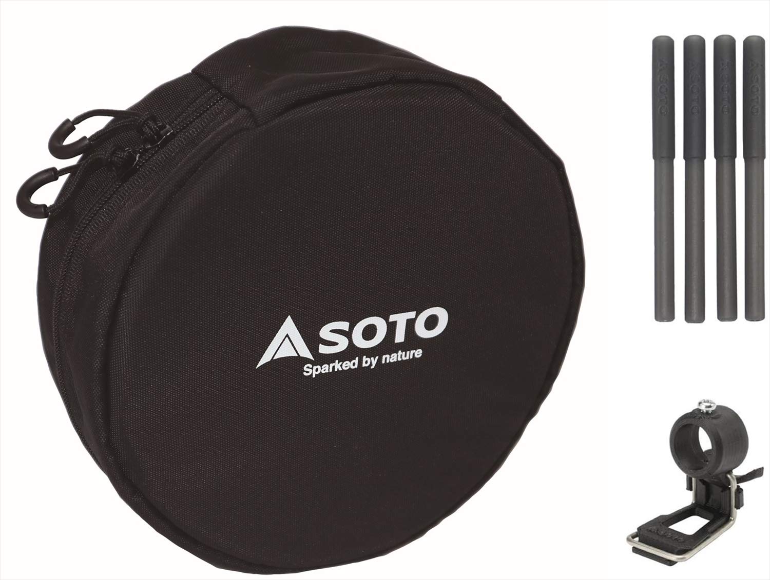

SOTO Regulator Stove Assist Set, Amazon.co.jp Exclusive Monotone Model ST-3104CSMT, Black. Assist Pouch Size: 15cm Diameter x 5.5cm Depth.