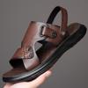 2024 Men's Genuine Leather Two-Wear Sandals - Soft Rubber Sole, Comfortable Beach & Casual Shoes