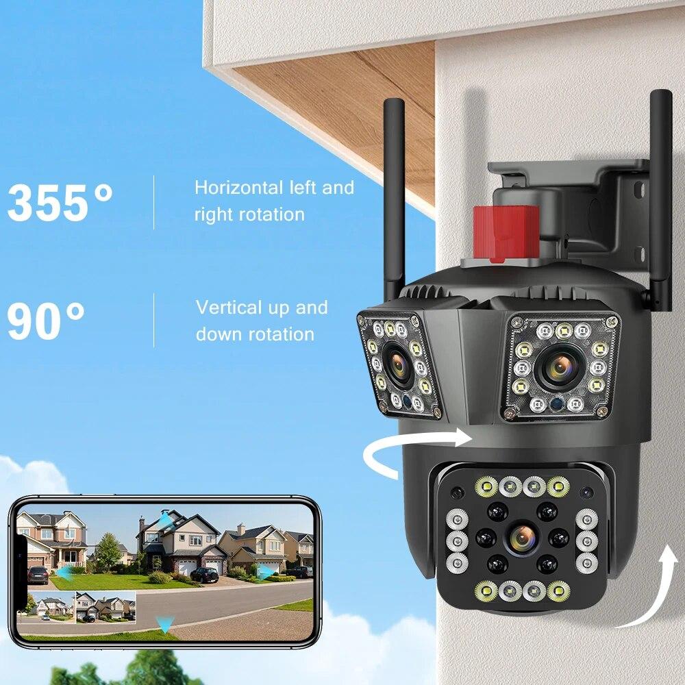 Neue EU Ultra HD 12MP PTZ WiFi 6K Triple Lens Bildschirm Kamera Sicherheit Schutz Bewegungserkennung Outdoor IP CCTV überwachung