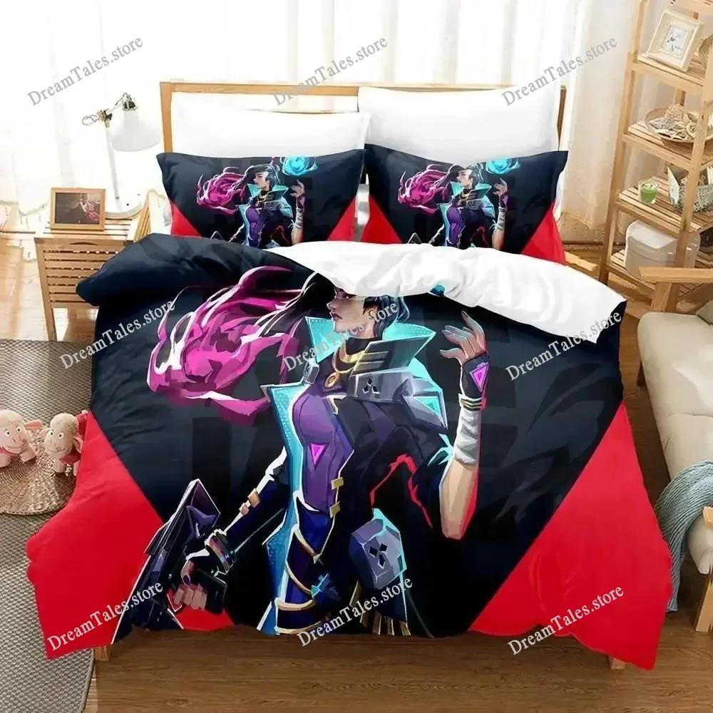 Jett Valorant Bedding Set Single Twin Full Queen King Size Bed Set Adult Kid Bedroom Duvet Cover Sets 2D Print Game Bed Sheet741
