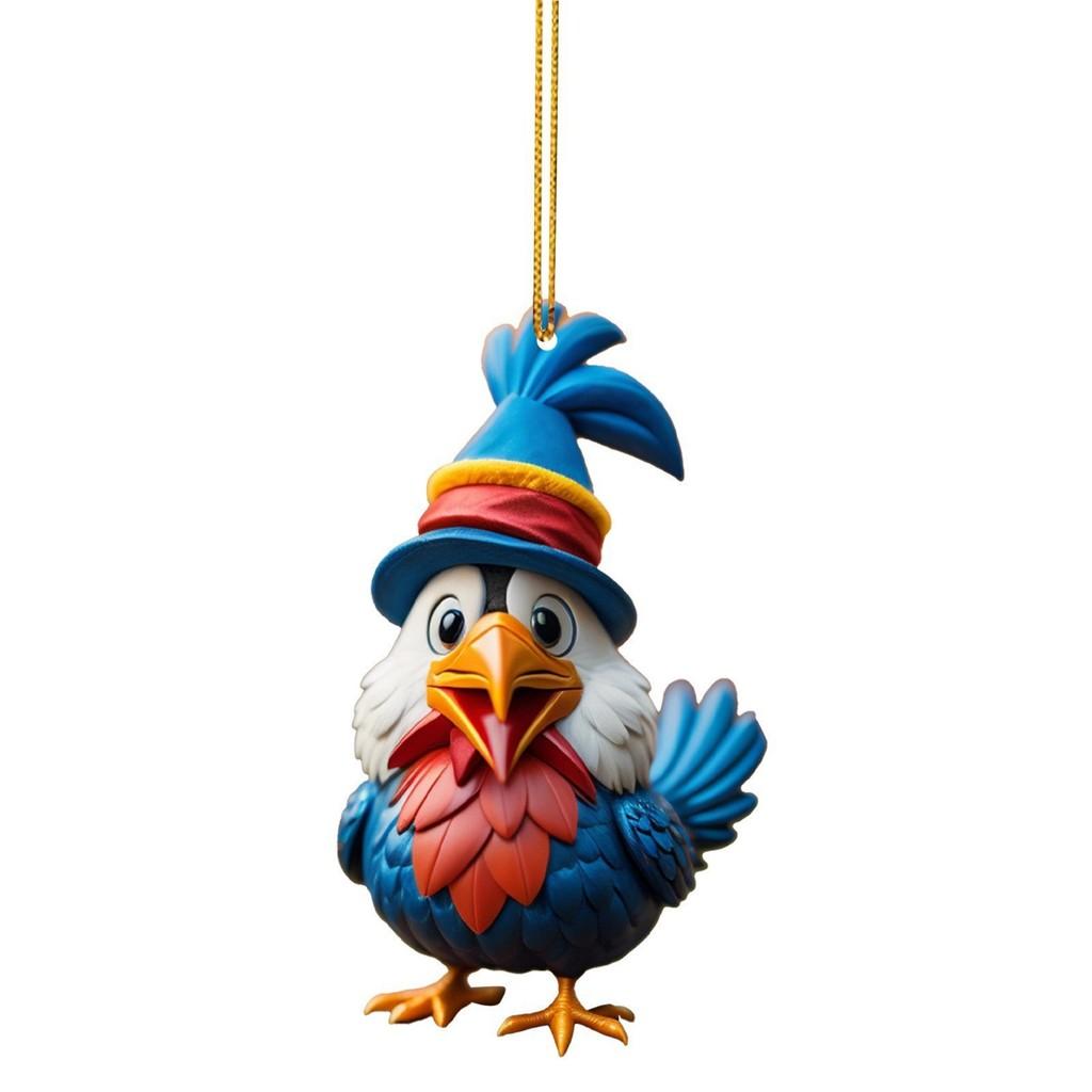 Turkey Cartoon Adorable Acrylic Car Ornament For Joyful Holiday Decor Tree