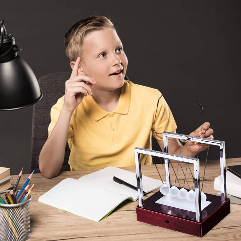 Newtons Pendulum, Newtons Balance Swing Ball, LED Light Up Newtons Pendulum Balls, Glowing Science Desk Office and Home Science Education Decoration