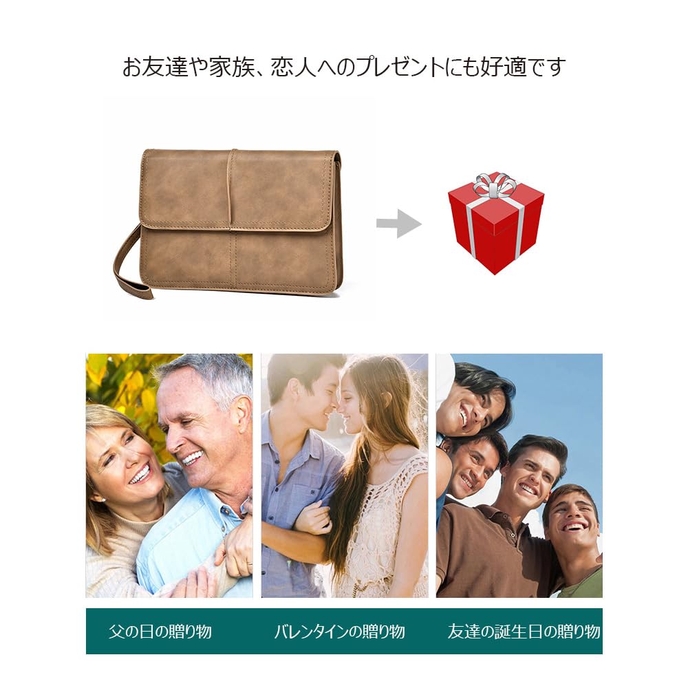 Leather Mini Second Bag Clutch Bag Small iPad Mini Storage Thick Leather Hand Strap Included Holds 6 Cards Handheld Wedding Formal Business Ceremonial