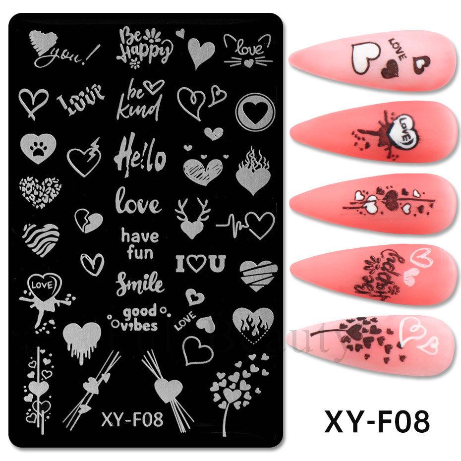Valentine'S Day Nail Art Steel Plate Grid Series Love English Butterfly Dandelion Nail Art Printing Board