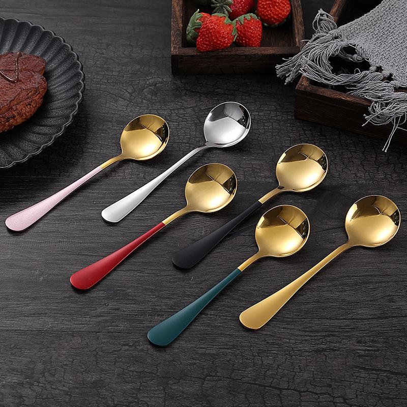

Stainless Steel Round Spoon for Stirring, Breakfast, and Dessert