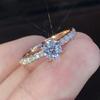 925 Silber Hochzeit Verlobungsring für Damen Weiblich Romantisch Freundin Geburtstagsgeschenk Mode Kristall Zirkon Schmuck