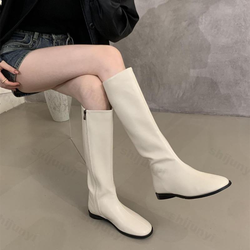 Women Knee High Boots Fashion Round Toe Long Boot Flat Heels 2026 Autumn Fashion Retro Outdoor Womens Boots Plus Size 35-39