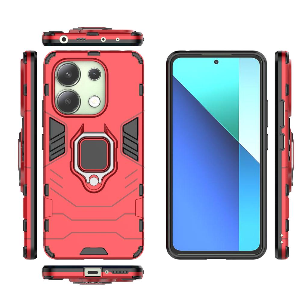 For Xiaomi Redmi Note 13 4G Case PC+TPU Anti-drop Phone Cover with Ring Holder Kickstand
