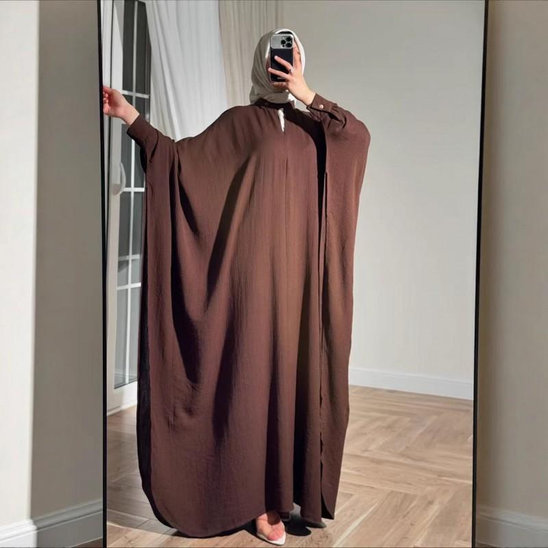 Elegant Winter Long Sleeve A-Line Maxi Dress Loose Fit Women Coffee Green Beige Navy