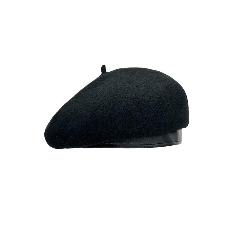 Wool dome beret female autumn and winter face small fashion temperament painter hat leather brim literary and art newspaper children's hat