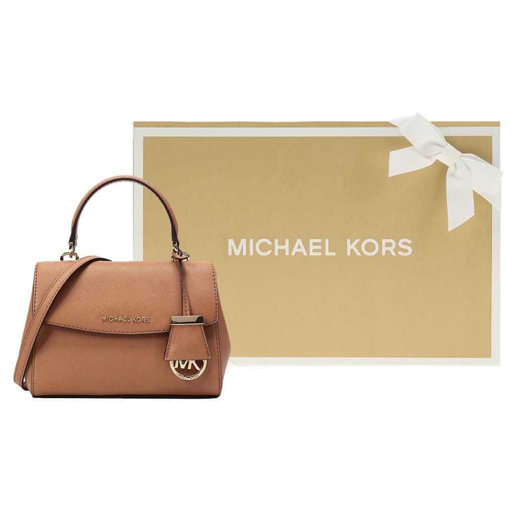 Michael Kors MK Ava Solid Color Flap Vintage Versatile Commuter Logo Pendant Leather Tote Shoulder Crossbody Bag Mini Women Bags 32F5GAVC1L-203