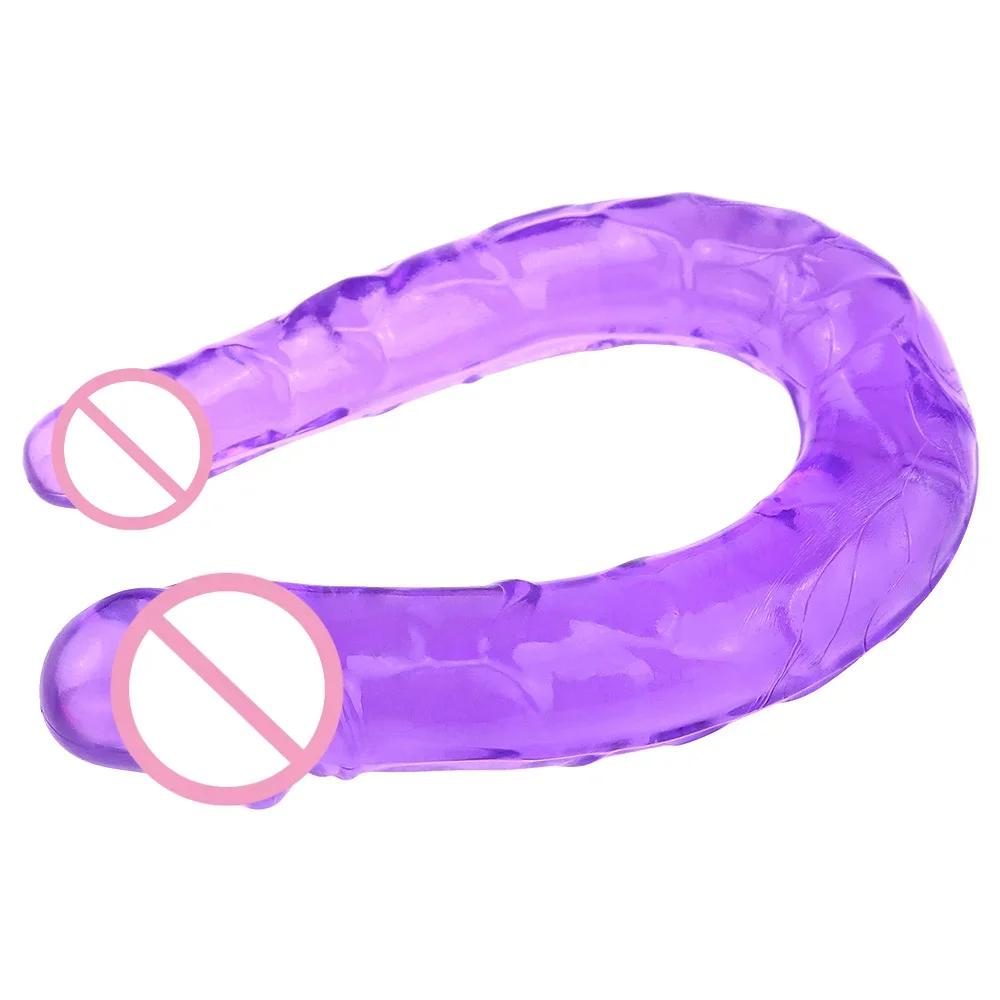 Double Head Realistic Dildo Long Anal Play for Women Men Couple Ended Dildo Flexible Big Penis Adult Sex Toy for Lesbian
