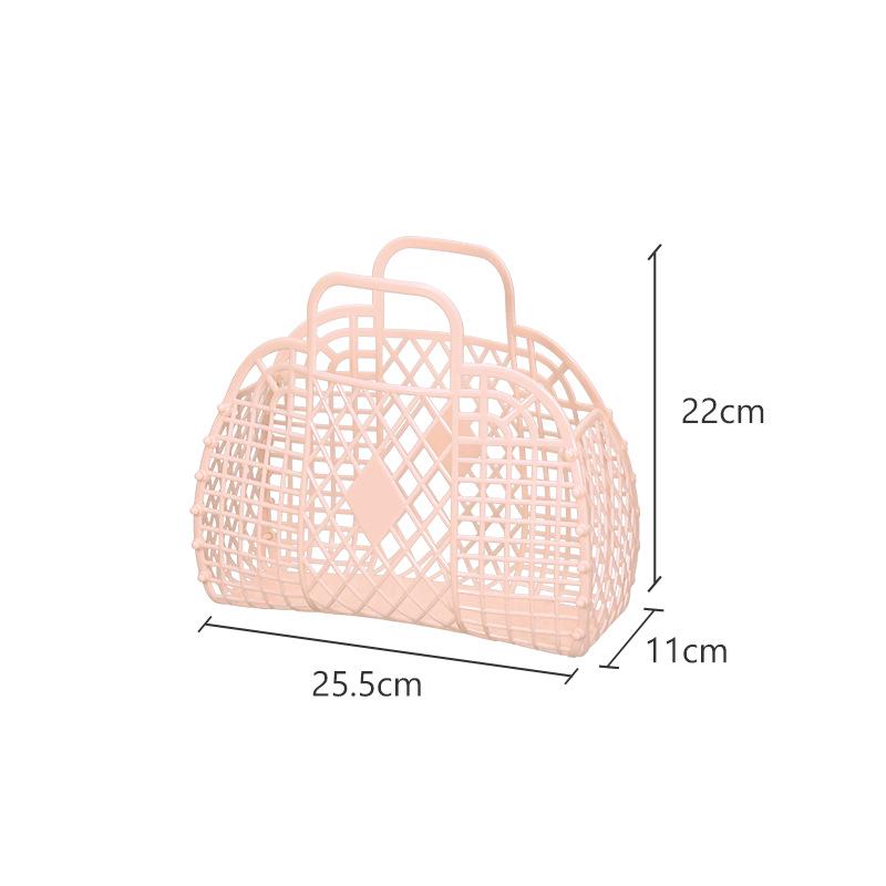Foldable Plastic Supermarket Tote Basket - Hollow Design for Shopping, Fruits, Toys, and More.