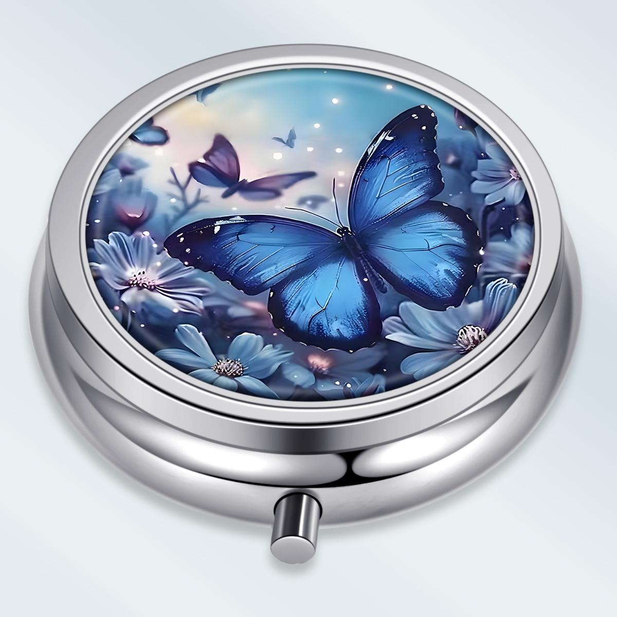 

Portable Pill Box with 3 Compartments, Mini Metal Medicine Organizer Case, Cute Printed Pill Container for Vitamins, Pills, Jewelry, Travel, Daily Use разноцветный