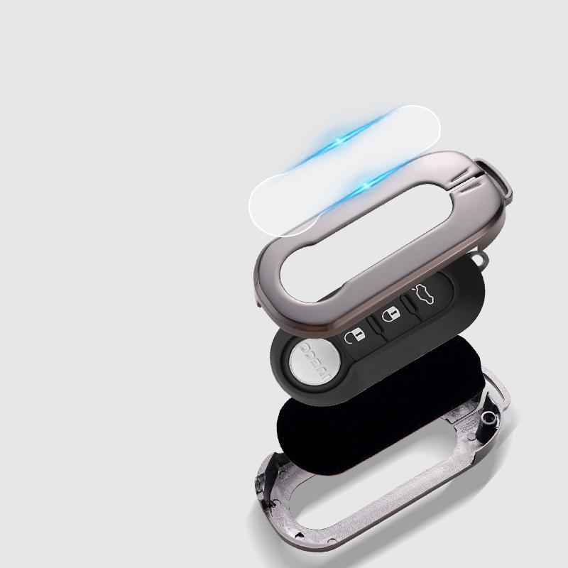 Fashion Metal Zink Car Flip Key Case Cover För Fiat Ducato 500 500L Panda Grande Punto Lancia Musa För Iveco Eurocargo Daily Accessories