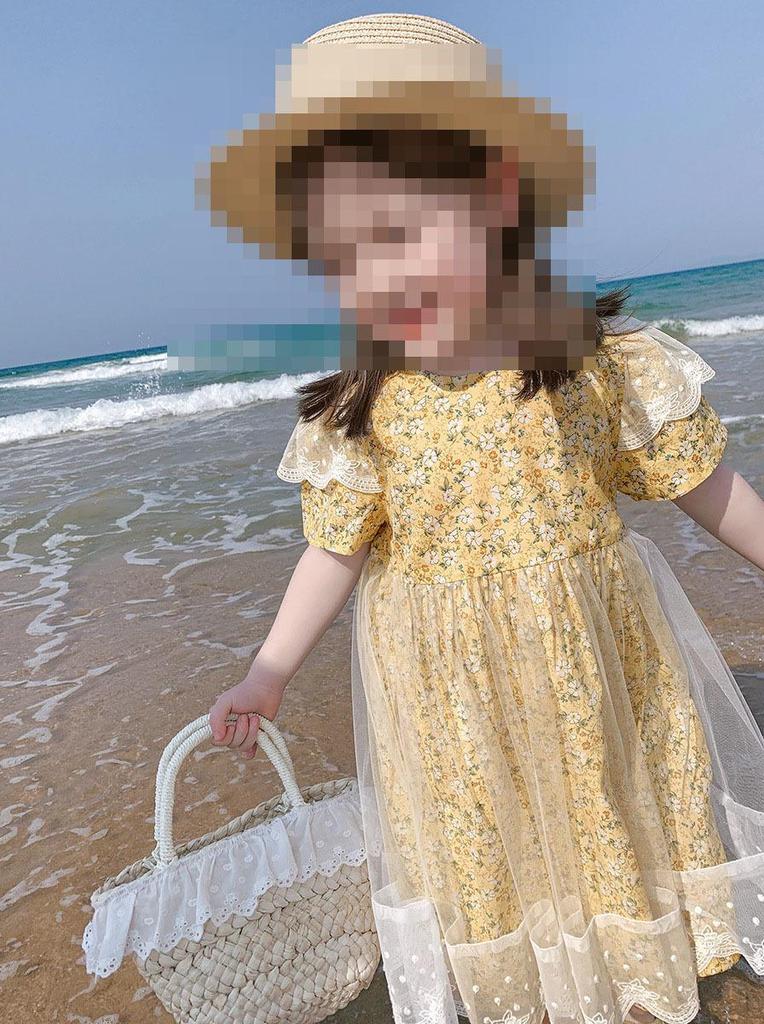 Koreanisches schickes Mädchen-Blumen-Netz-Prinzessinnenkleid - Sommerkollektion 2026.