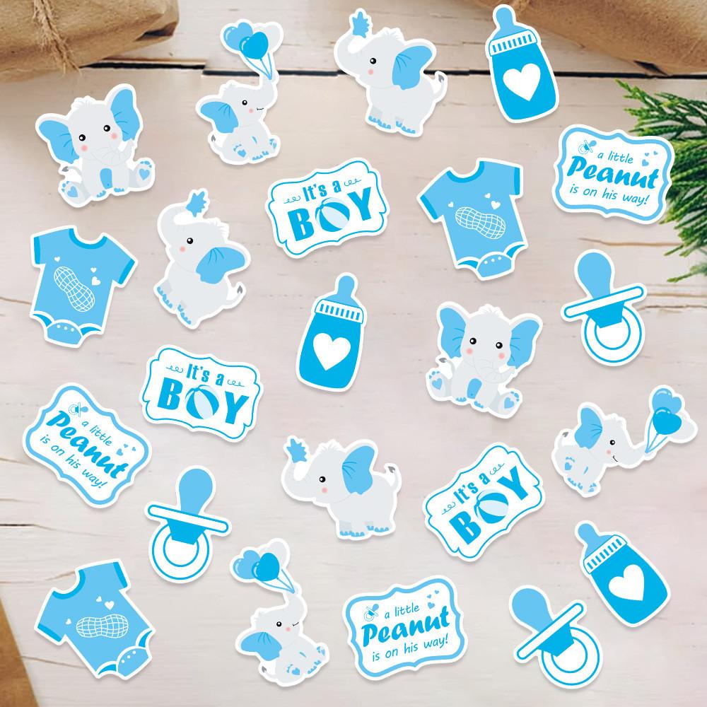 Blue Themed Elephant Confetti Baby Shower Party Desktop Decoration Throwing Prop