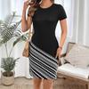 Women's Short-sleeved Round Neck Geometric Printed Slim Short Dress
