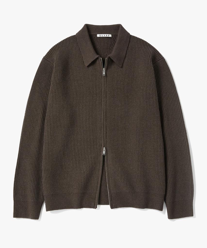 SUARE Hacci Collar Two-Way Zip-Up Knit - 7 Colors