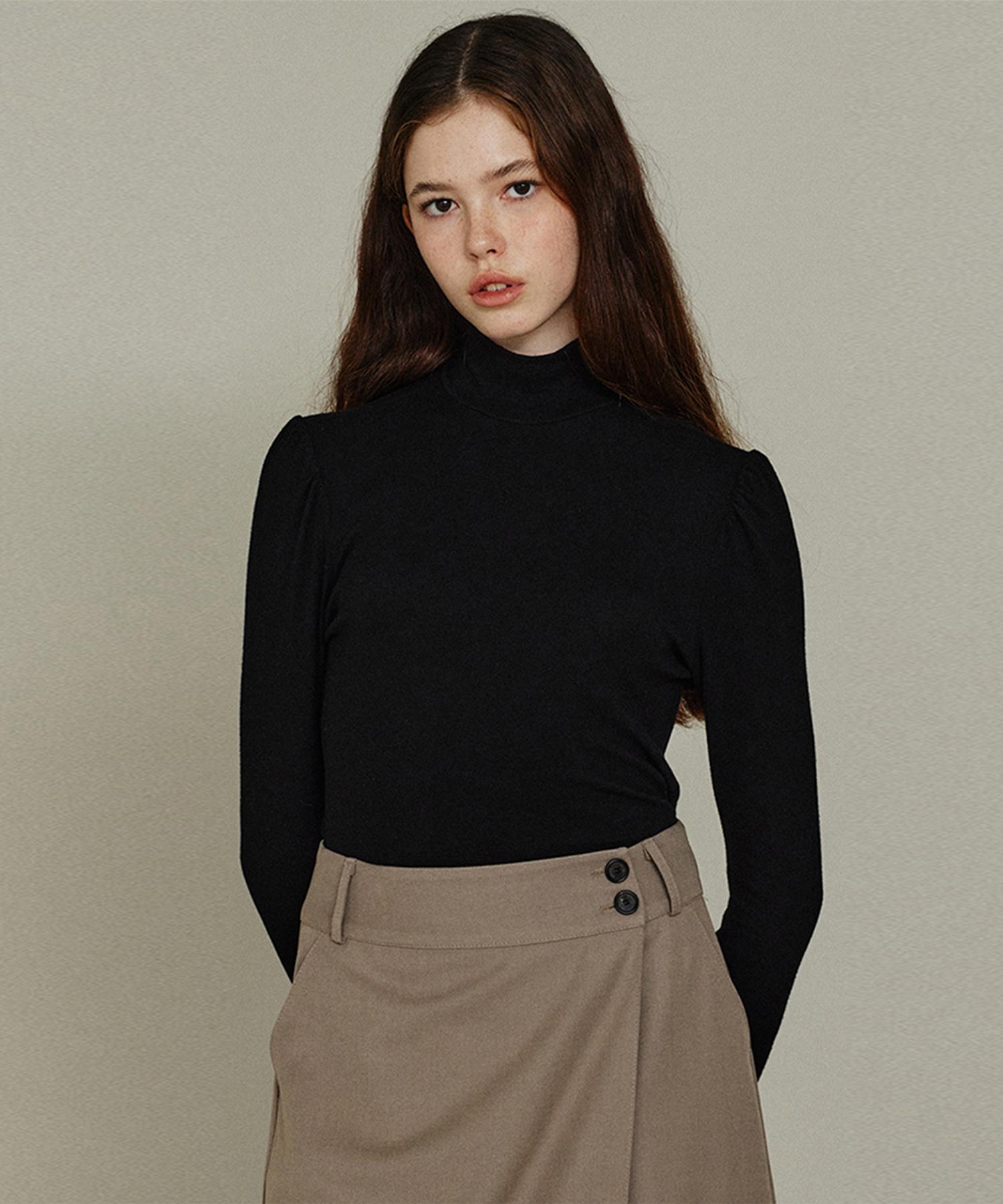 Itove Seoul Топ с высоким воротником и сборками Bk Black/Free