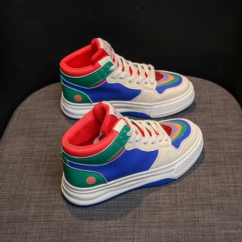Autumn New High-top Mandarin Duck Little White Shoes Female Students Platform Casual Sports Board Shoes 2