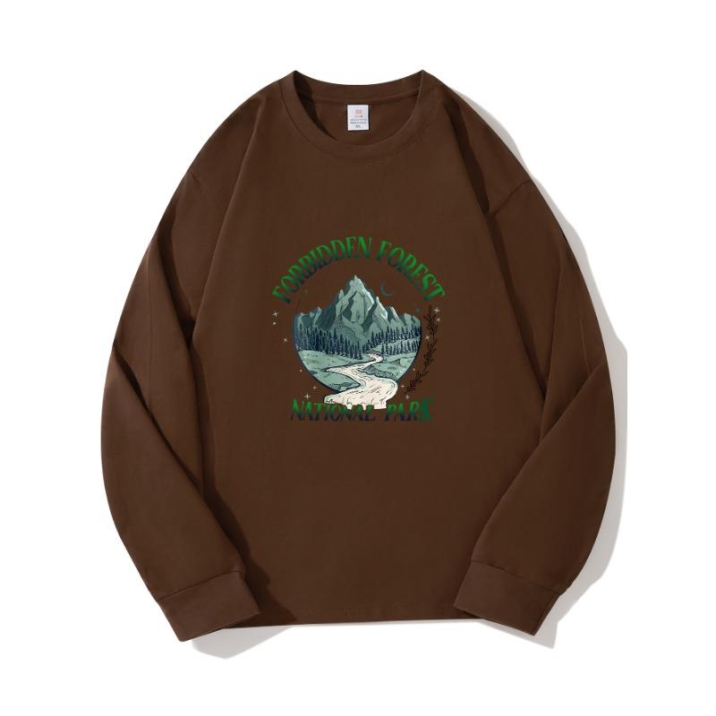 Парковая осенняя одежда с длинными рукавами из чистого хлопка, новый мужской и женский топ, весенний внутренний слой, базовая рубашка, футболка с круглым вырезом и длинными рукавами M коричневый