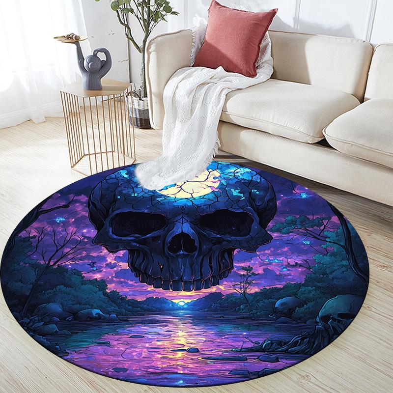 

Purple Pattern Round Area Rug,Carpet Rug for Living Room Bedroom Sofa Playroom Decor,Non-slip Floor Mat 80cmx80cm