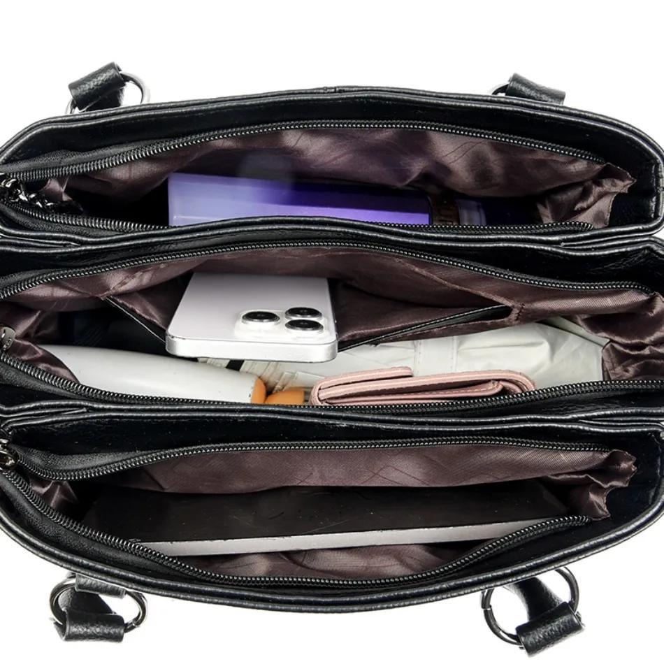 3 Layers Ladies Handbags High-quality Soft Leather Crossbody  Bags Designer High-capacity Shoulder Handbags for Women