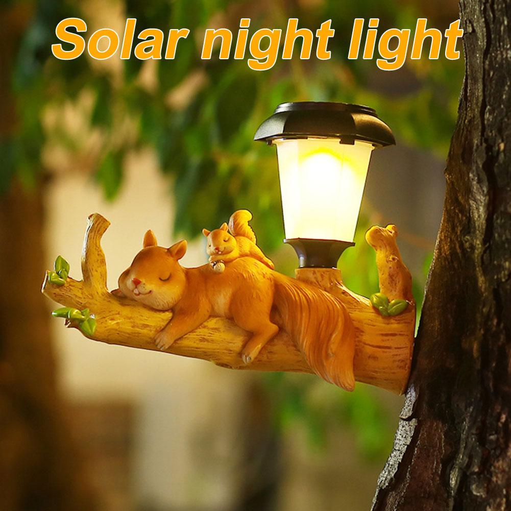 Resin Animal Garden Lights Solar Lights Cute Garden Hanging Lights Gifts for Mom Outdoor Lights for Patio Balcony Yard