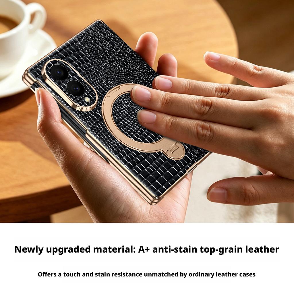 Premium Krokodilmönstrat Äkta Läderfodral för Samsung Galaxy Z Fold8 Ultra Fold 7 8 W26 Dubbel Centralaxel Skyddsfodral