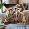 1pc Mini Cat Family Single-Sided Short Plush Pillowcase - Cute Cartoon Print, Machine Washable, with Zipper Closure, Perfect for Home, Office, Car Dec